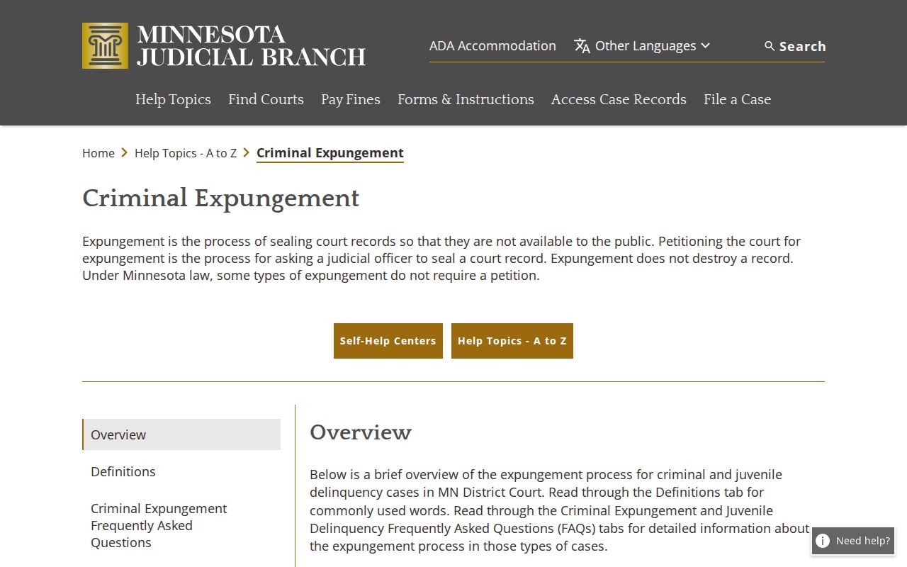 Mahnomen County criminal court docket expungement access information